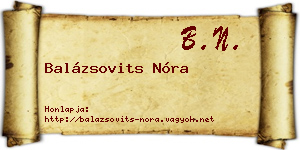 Balázsovits Nóra névjegykártya